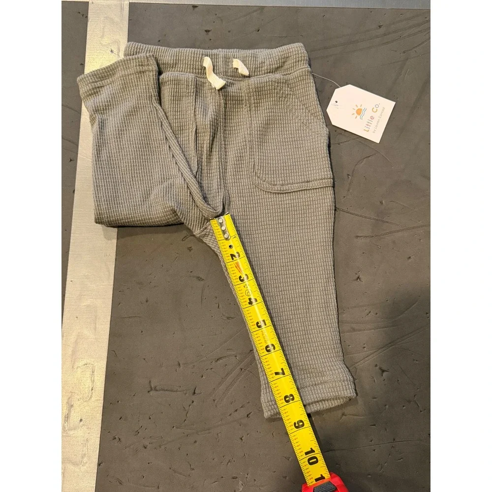 Little Co Lauren Conrad Gray Waffle Knit Pants Baby 9M Organic Cotton‎ Thermal